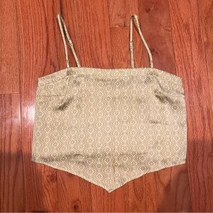 Patterned Green and White Crop Top